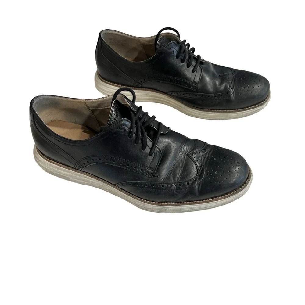 Cole Haan Original Grand Mens Size 12 M Black Leather Wingtip‎ Oxford Shoes